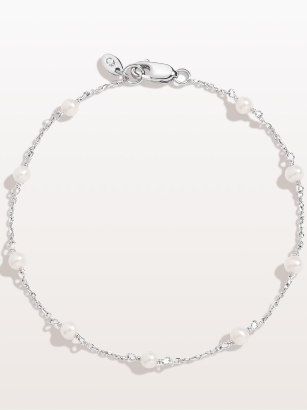 Aurate Silver Chain Bracelet with White Pearls